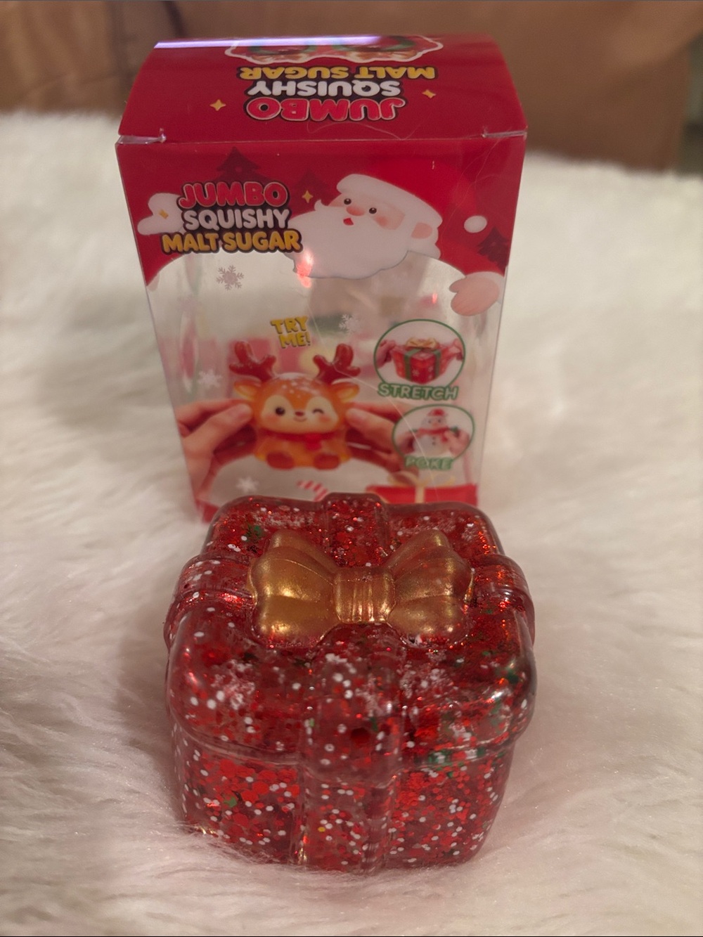 Red Glitter Gift Squishy Toy